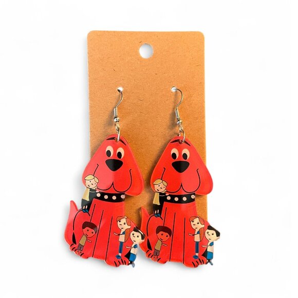 Clifford The Big Red Dog Acrylic Earrings - Picture 1 of 1